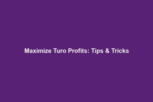 Maximize Turo Profits: Tips & Tricks