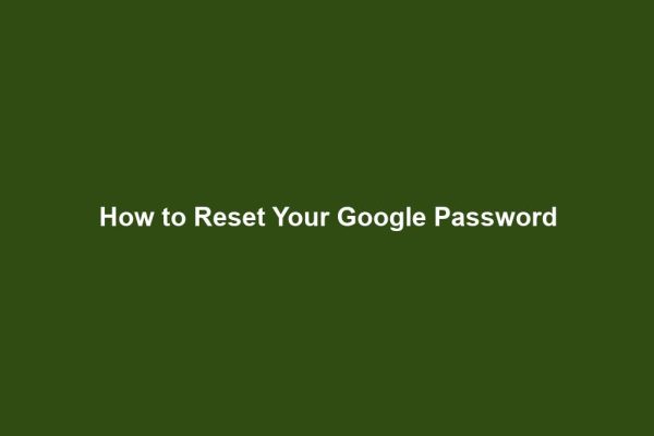 How to Reset Your Google Password