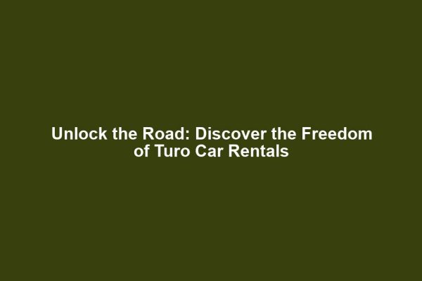 Unlock the Road: Discover the Freedom of Turo Car Rentals