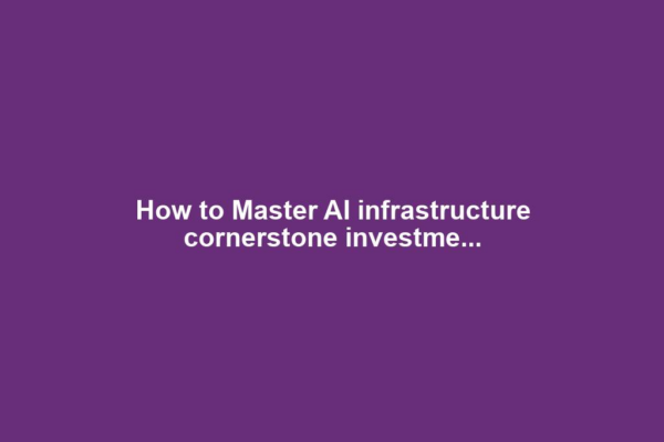 How to Master AI infrastructure cornerstone investme...