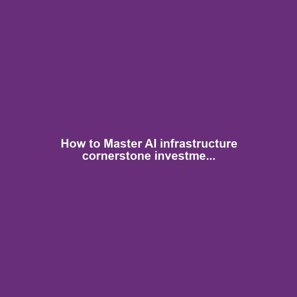 How to Master AI infrastructure cornerstone investme...