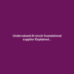 Undervalued AI stock foundational supplier Explained...