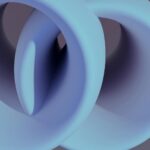 A captivating abstract 3D render featuring smooth, interlocking shapes in soft blue tones.