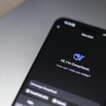 Close-up of smartphone screen showing DeepSeek AI chatbot interface on a modern device.