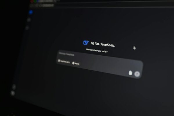 Close-up of an AI-driven chat interface on a computer screen, showcasing modern AI technology.