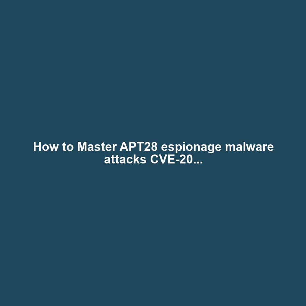 How to Master APT28 espionage malware attacks CVE-20...