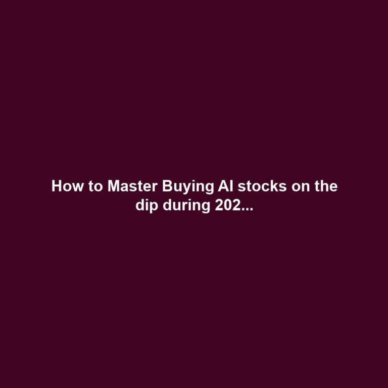 How to Master Buying AI stocks on the dip during 202...