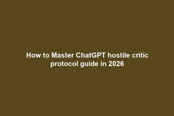 How to Master ChatGPT hostile critic protocol guide in 2026