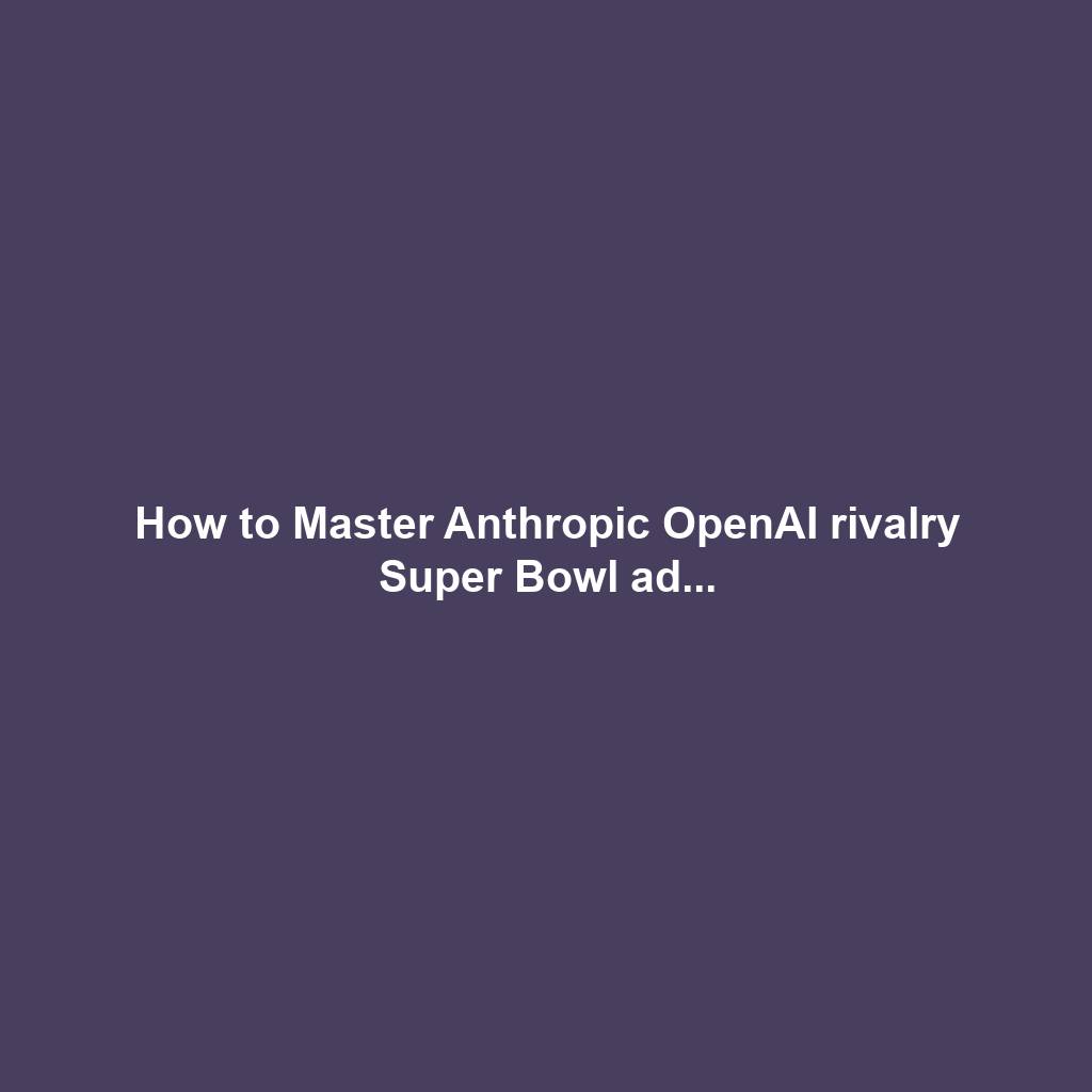 How to Master Anthropic OpenAI rivalry Super Bowl ad...