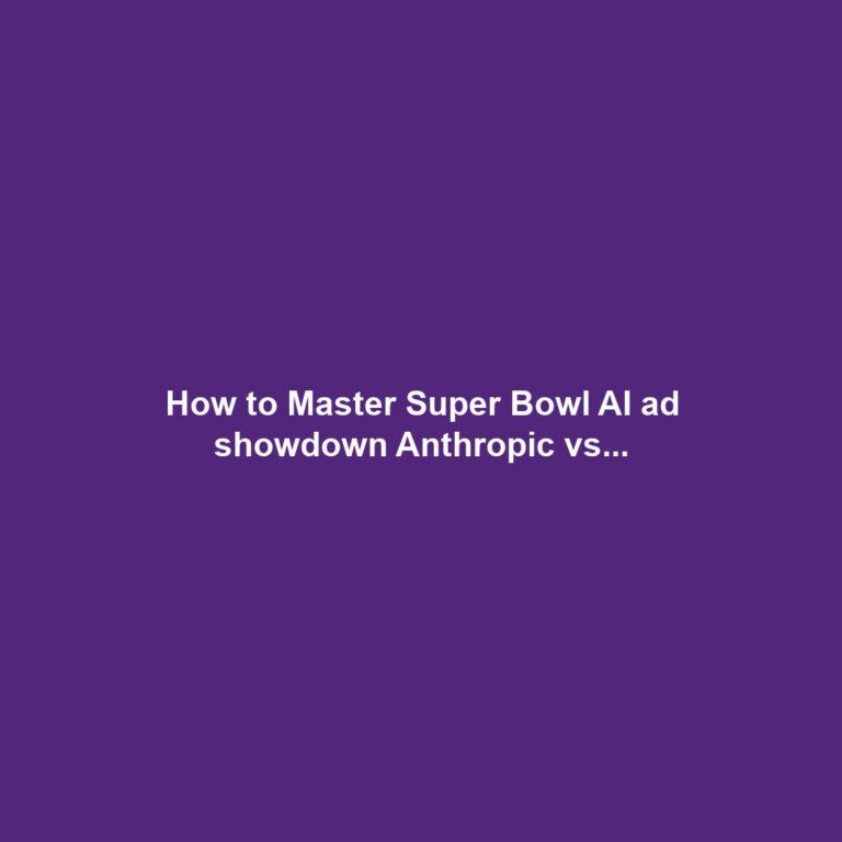 How to Master Super Bowl AI ad showdown Anthropic vs...
