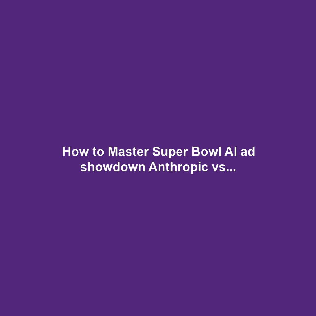 How to Master Super Bowl AI ad showdown Anthropic vs...