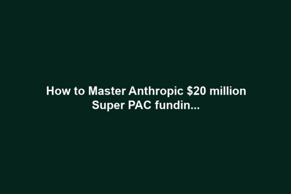 How to Master Anthropic $20 million Super PAC fundin...