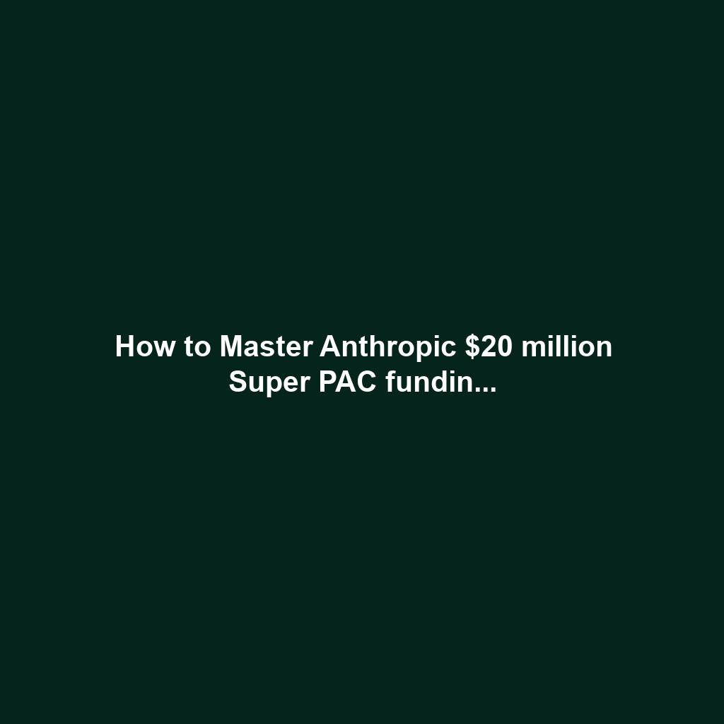 How to Master Anthropic $20 million Super PAC fundin...