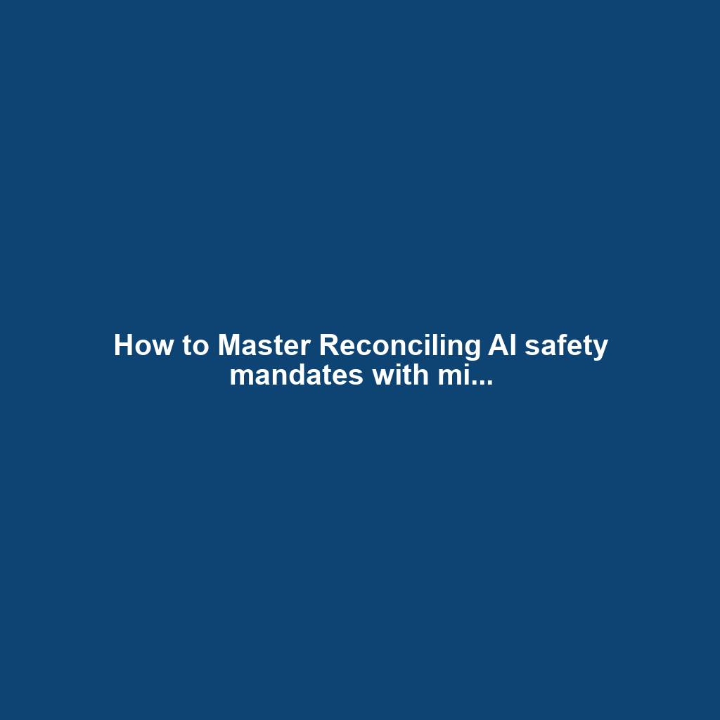 How to Master Reconciling AI safety mandates with mi...