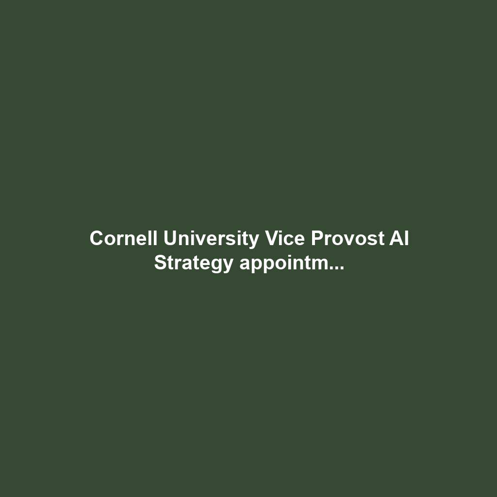 Cornell University Vice Provost AI Strategy appointm...