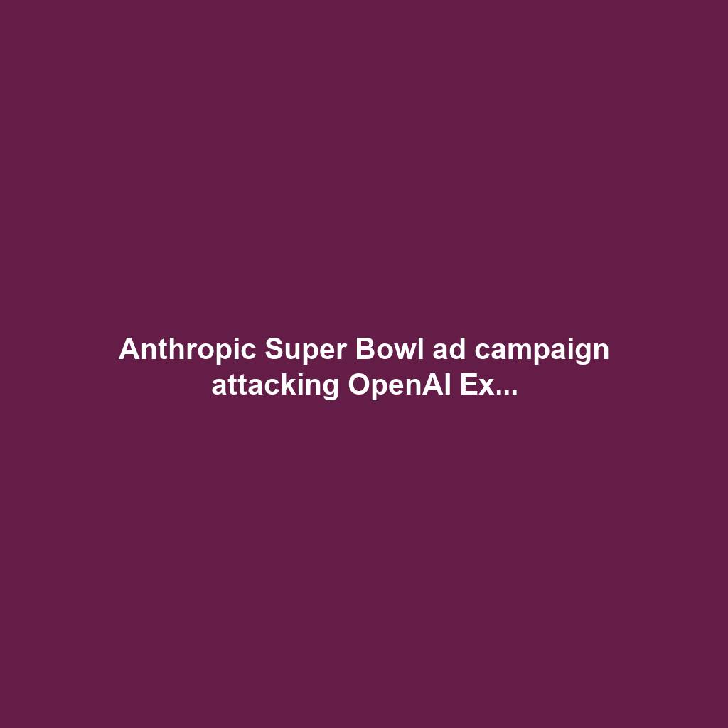 Anthropic Super Bowl ad campaign attacking OpenAI Ex...