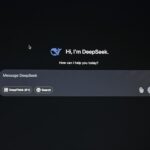 Image displaying DeepSeek AI interface for messaging and search functionality.