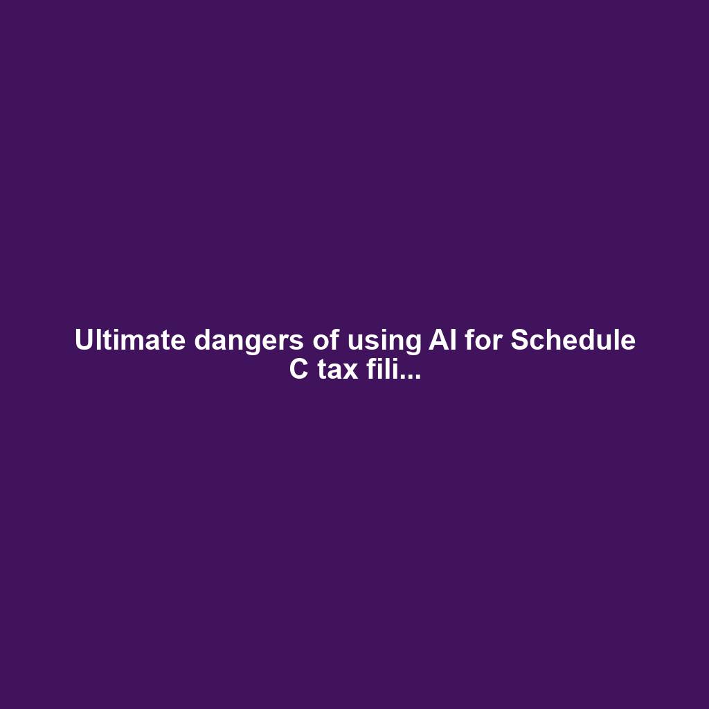 Ultimate dangers of using AI for Schedule C tax fili...