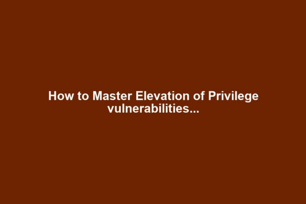How to Master Elevation of Privilege vulnerabilities...