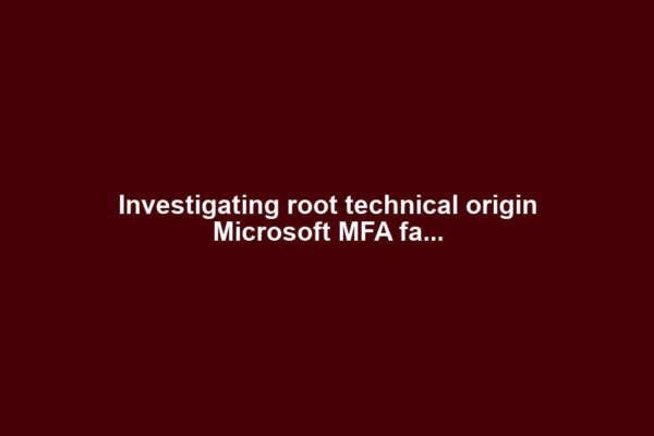 Investigating root technical origin Microsoft MFA fa...