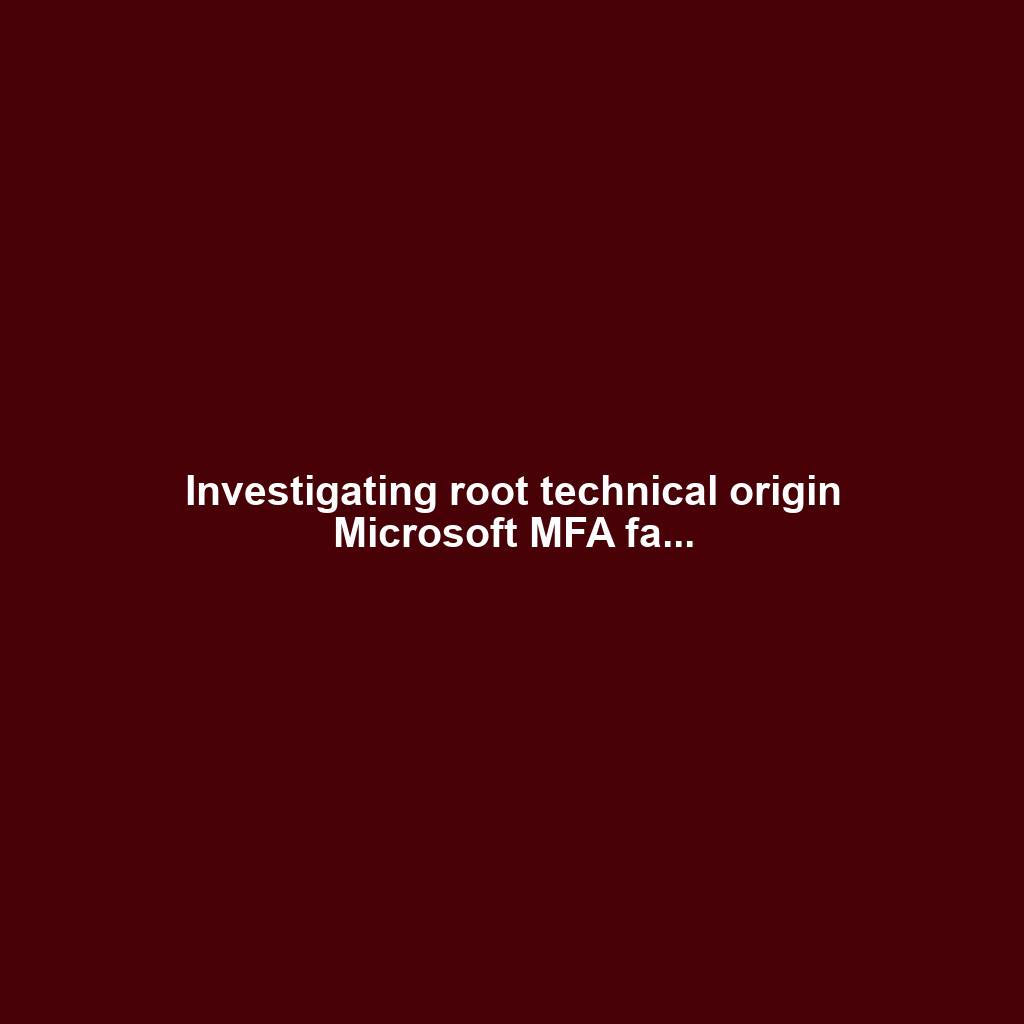 Investigating root technical origin Microsoft MFA fa...