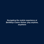 Navigating the mobile experience at BettNinja Casino Online: play anytime, anywhere