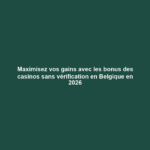Maximisez vos gains avec les bonus des casinos sans vérification en Belgique en 2026