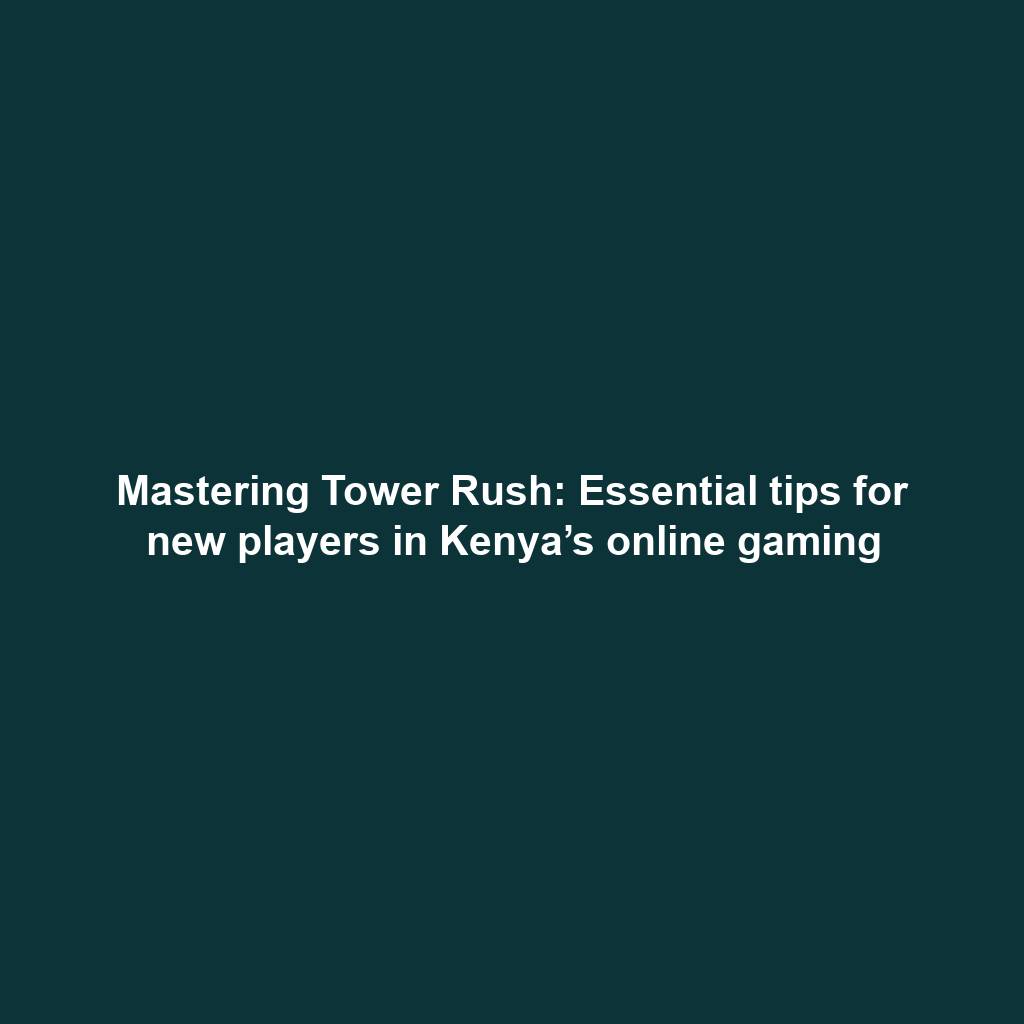Mastering Tower Rush: Essential tips for new players in Kenya’s online gaming