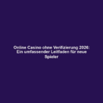 Online Casino ohne Verifizierung 2026: Ein umfassender Leitfaden für neue Spieler