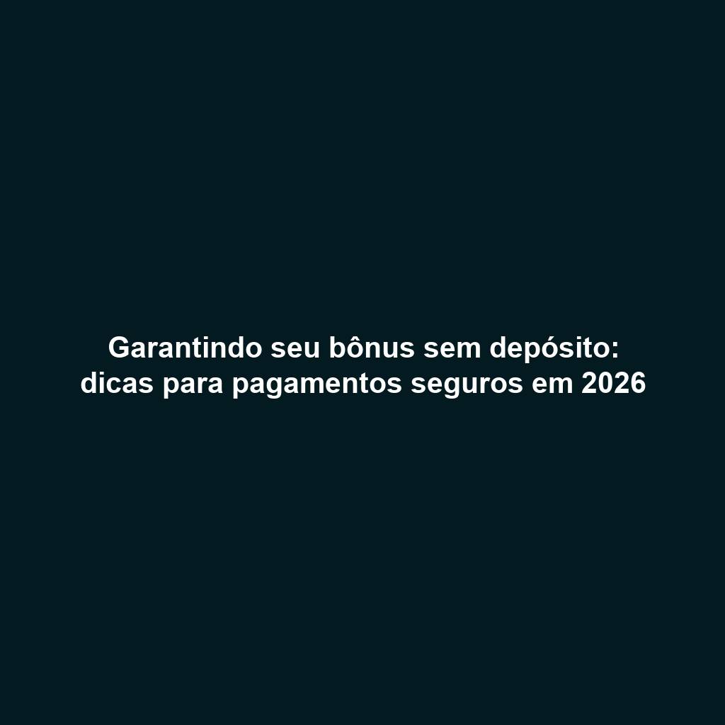 Garantindo seu bônus sem depósito: dicas para pagamentos seguros em 2026